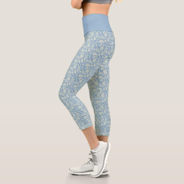 Blaucreme Paisley Muster Hochwaisted Capris