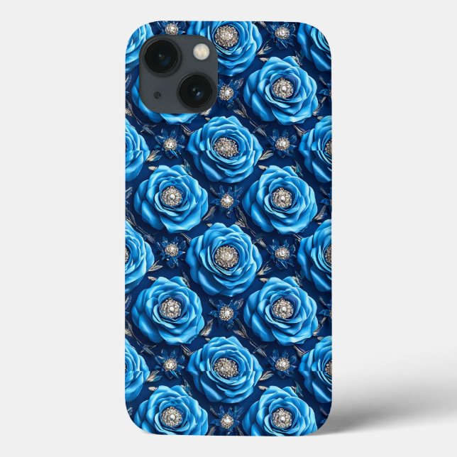 Blaue 3D-Rose Case-Mate iPhone Hülle (Rückseite)
