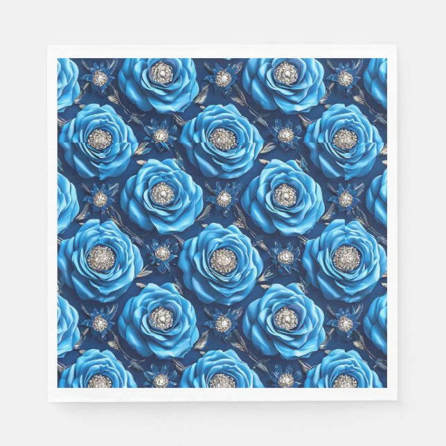 Blaue 3D-Rose Serviette (Vorderseite)