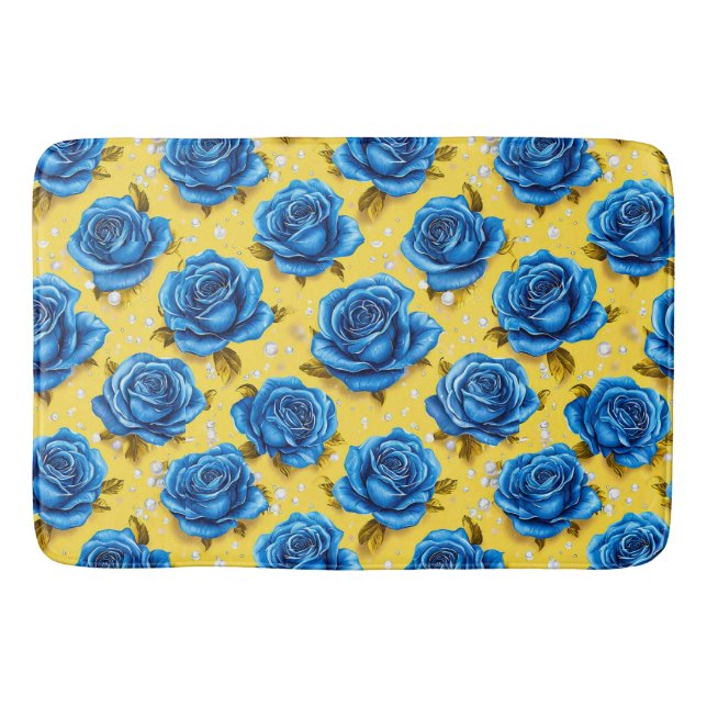 Blaue 3D-Rosen Badematte (Vorderseite)