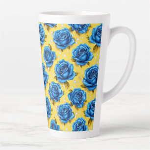 Blaue 3D-Rosen Milchtasse