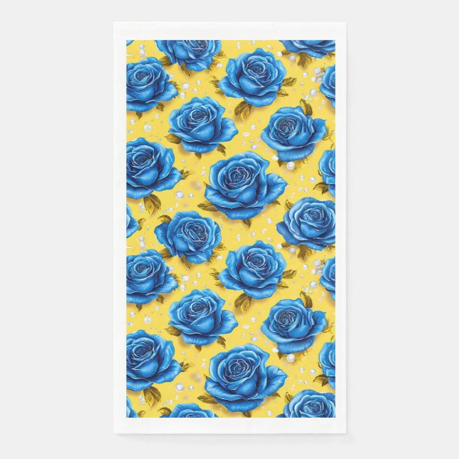 Blaue 3D-Rosen Serviette (Vorderseite)