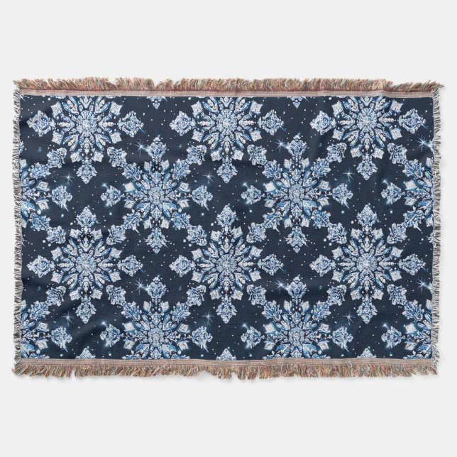 Blaue 3D-Schneeflocken Decke (Vorderseite)
