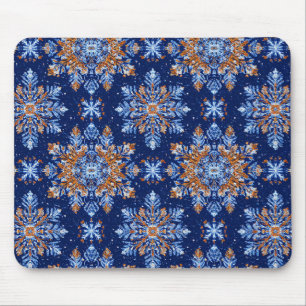Blaue 3D-Schneeflocken Mousepad