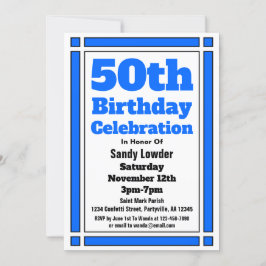 Blaue 50. Geburtstagsfeier Einladung