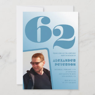 Blaue 62. Geburtstagseinladungen Männer Foto mit F Einladung