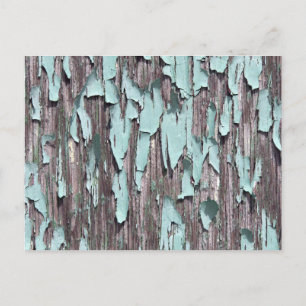 Blaue abblätternde Farbe auf Holz Postkarte