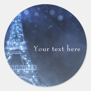 Blaue Abend Verzauberte Nacht in Paris Eiffelturm Runder Aufkleber