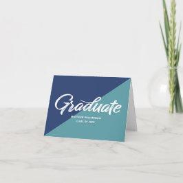 Blaue Abschluss-Retro-Fett-Schrift-Cap-Symbol Mini Dankeskarte