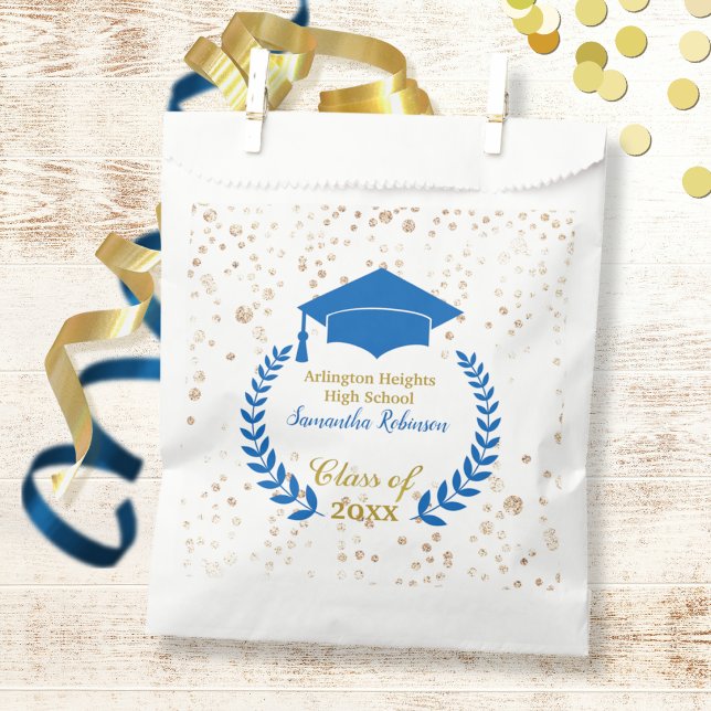Blaue Abschlussmütze und Lorbeer-Abschlussfeier Geschenktütchen (Von Creator hochgeladen)