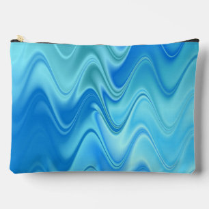 Blaue abstrakt gewellte große Accessoire-Tasche Zubehörtasche