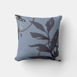 Blaue Abstrakte Aquarell-Blätter Kissen
