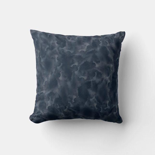 Blaue Abstrakte Aquarellfarbe Eleganter Chic Kissen (Vorderseite)