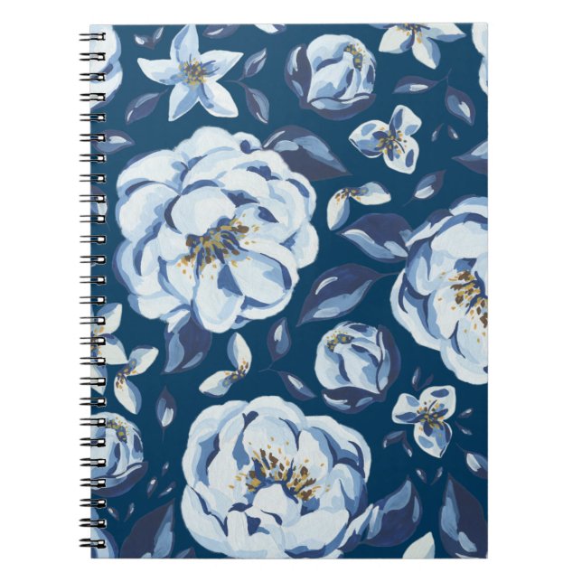 Blaue Abstrakte Blume | Notebook-Journal Notizblock (Vorderseite)