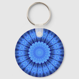 Blaue abstrakte Blume Schlüsselanhänger