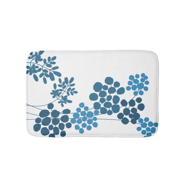 Blaue abstrakte Blumen Badematte (Vorderseite)