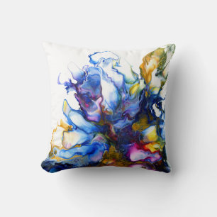 Blaue Abstrakte Fluid Art Achat Kissen