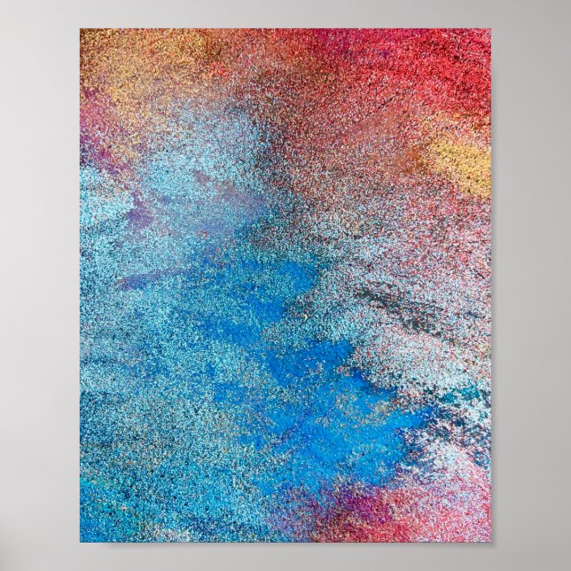 Blaue abstrakte Fun Wasserfarben Kunst Wellen Einz Poster (Vorne)