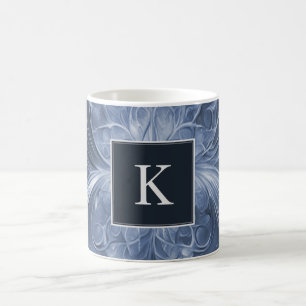 Blaue Abstrakte Geblüht Monogramm-Tasse Kaffeetasse