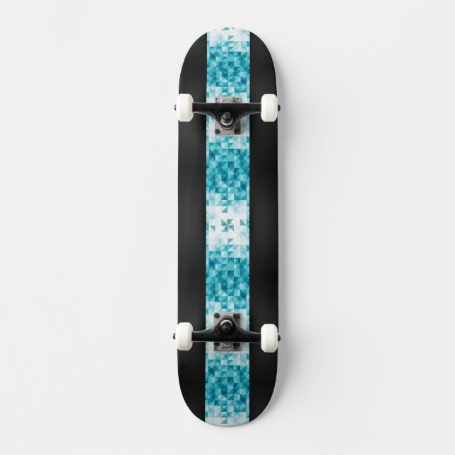 Blaue abstrakte geometrische Hintergrund-Schablone Skateboard (Vorderseite)