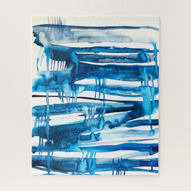 Blaue abstrakte Kunstaquarellbilder (Vertikal)