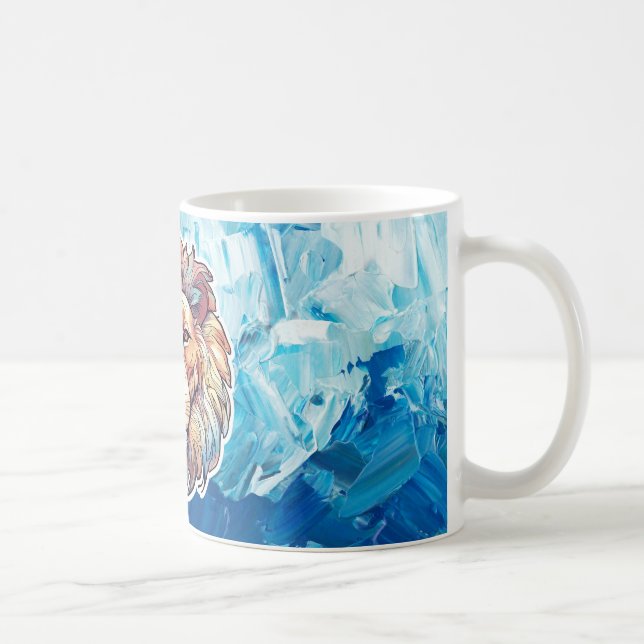 Blaue abstrakte Löwe Kaffeetasse (Rechts)
