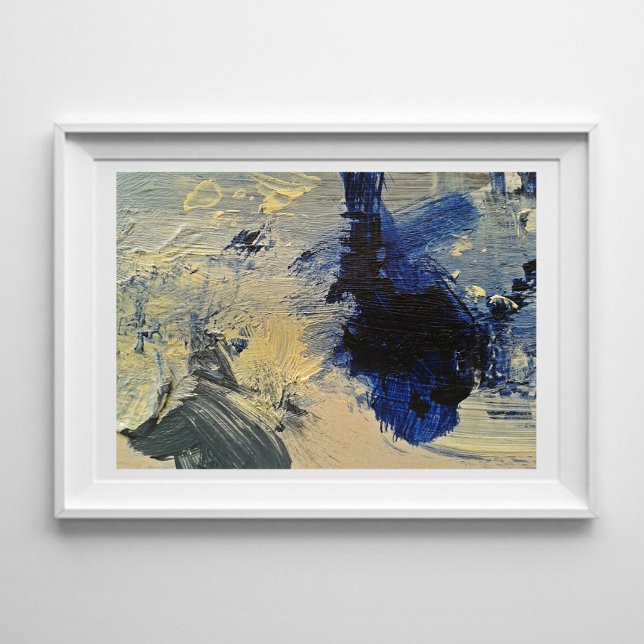 Blaue Abstrakte Malerei Poster (Art with white frame example.)