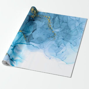 Blaue Abstrakte Marmorplatte Geschenkpapier