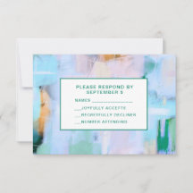 Blaue abstrakte RSVP-Karte Boho farbenfroh