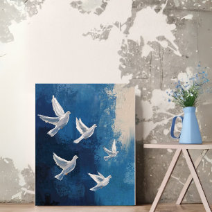 Blaue Abstrakte Taube Leinwand MASI - Friedlicher 