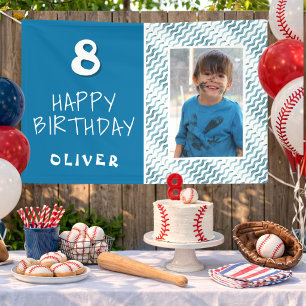 Blaue abstrakte Wellen-Jungen-Foto Alles Gute zum Banner