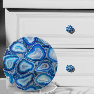 Blaue Achat-Geoden-Kristallmuster Keramikknauf