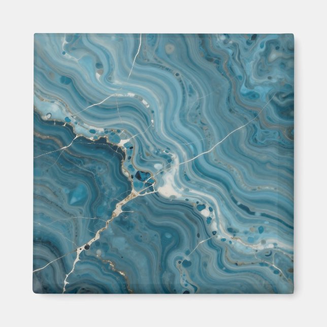 Blaue Achat-Goldader-Marmor Magnet (Vorne)