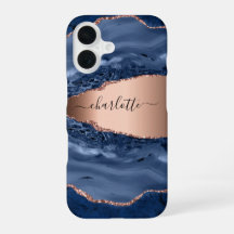 Blaue Achat-Marmor-Roségold-Namensschrift
