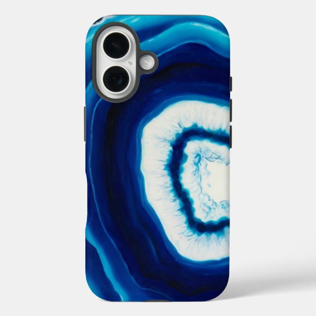 Blaue Achat-Scheibe | Abstrakt iPhone 16 Hülle (Rückseite)