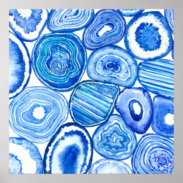Blaue Achat-Scheiben Poster (Vorne)