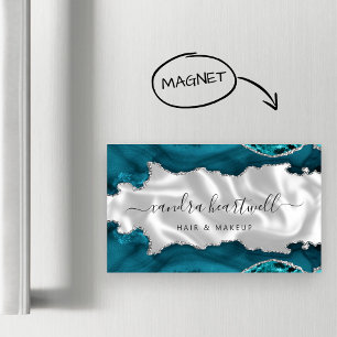 Blaue Achat-Silber-Glitter-Luxus Magnetische Visitenkarte