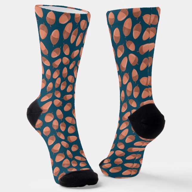 Blaue Acorn-Muster Socken (Gewinkelt)
