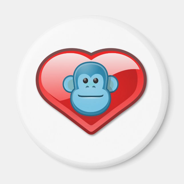 Blaue Affe Liebe Magnet (Vorne)