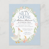 Blaue Alberne Gänse Floral Gingham Birthday Party