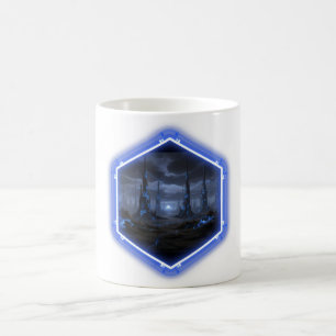 Blaue Alien-Landschaft mit Mandelbrot -  Kaffeetasse