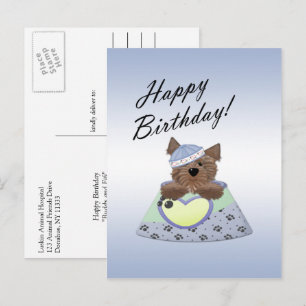 Blaue Alles Gute zum Geburtstag Junge Hund Postkar Postkarte