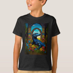 Blaue Alligator-Fantasy-Kunst  T-Shirt