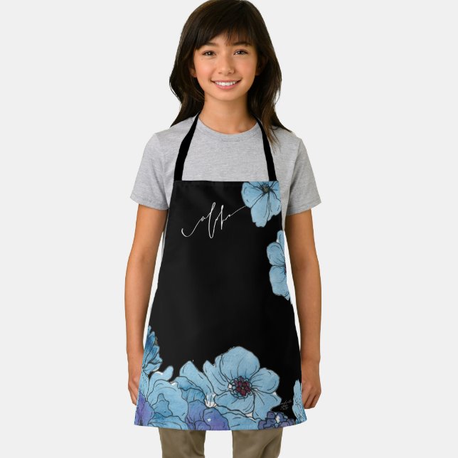 Blaue Aloha-Blumen-Schürze Schürze (Insitu)