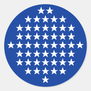Blaue American Flagge mit 50 weißen Sternen Runder Aufkleber