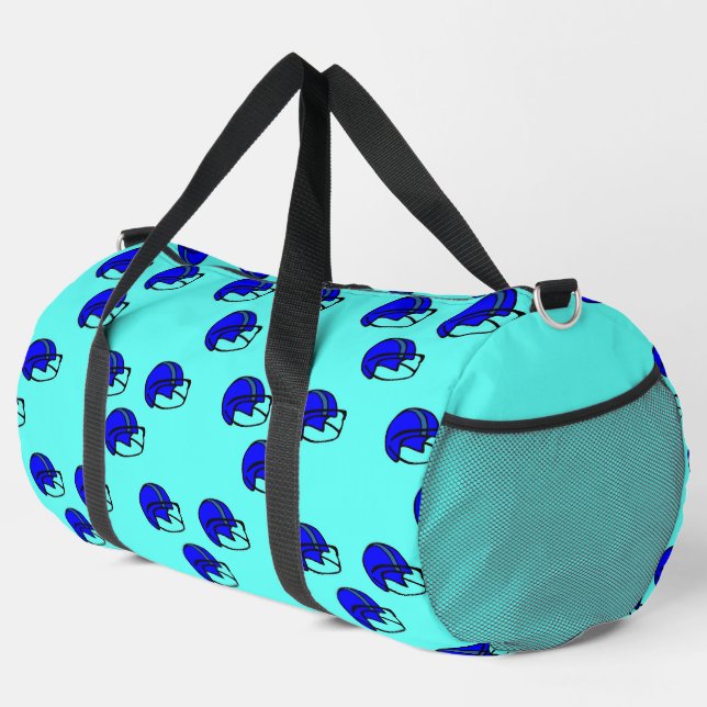 Blaue American Football-Helmstruktur Duffle Bag (Rechte Ecke)