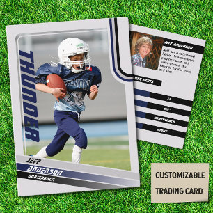 Blaue American-Football-Sammelkarten für Kinder Telefonnummerkarte