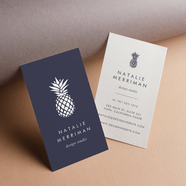 Blaue Ananas Mitte Visitenkarte (Von Creator hochgeladen)
