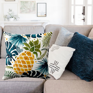 Blaue Ananas-Palmen-Blätter Blattweiß Kissen