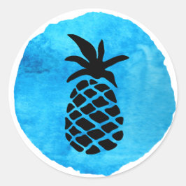Blaue Ananas Runder Aufkleber